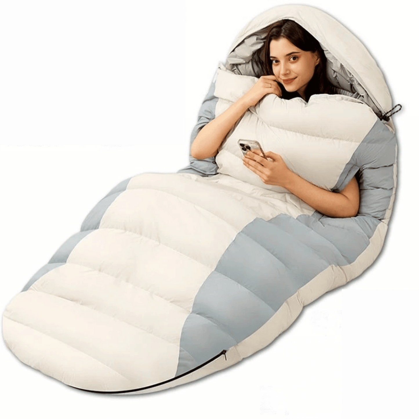Sac de couchage en laine et duvet souple